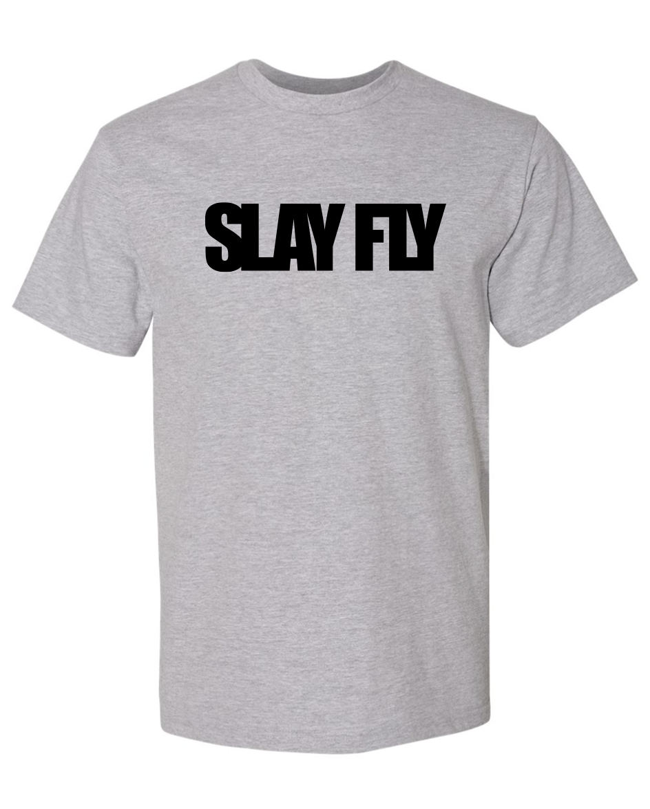 Grey T-Shirt SlayFly Bold Black Print