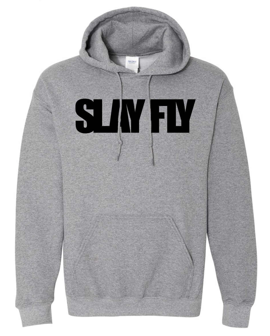 Grey Hoodie SlayFly Bold Black Print