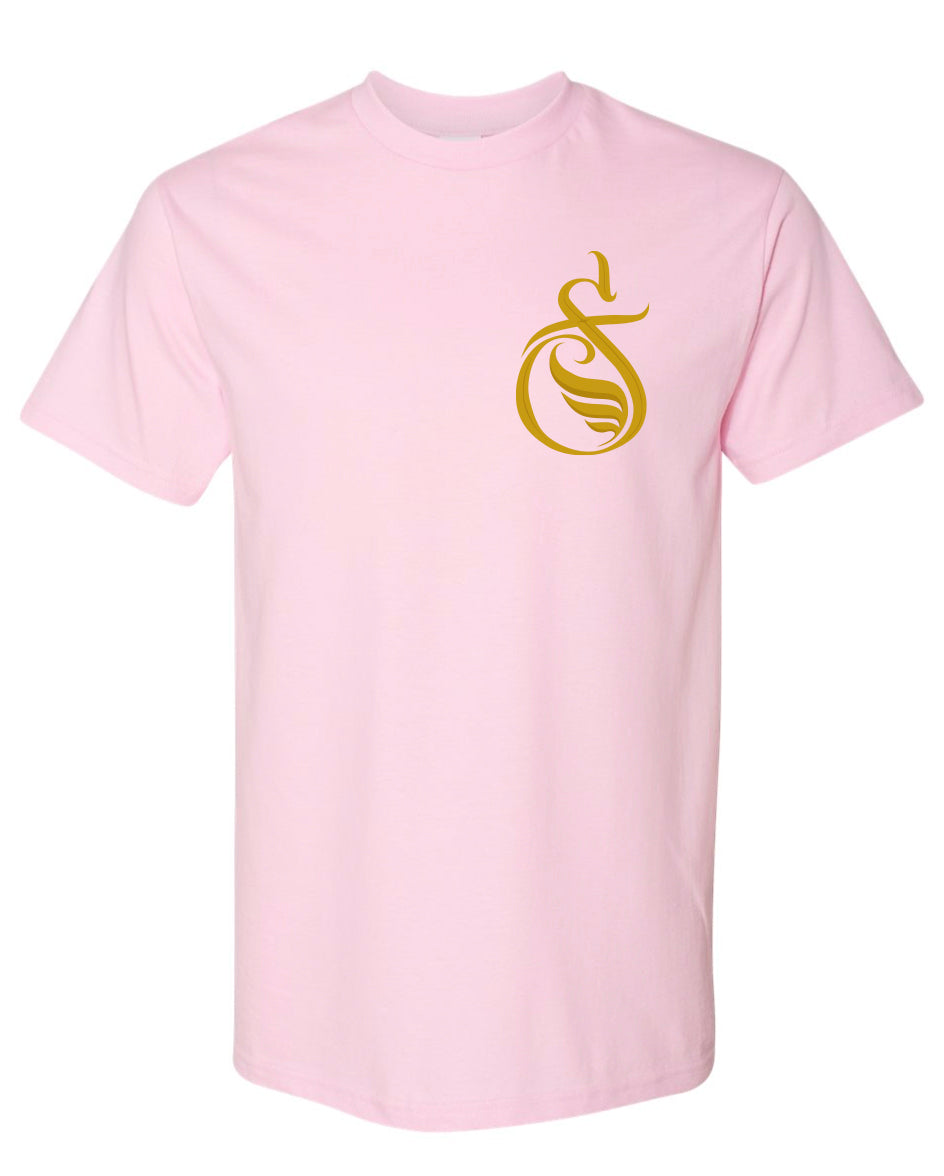 Bubble Gum Pink T-Shirt SlayFly Emblem Gold Foil Print