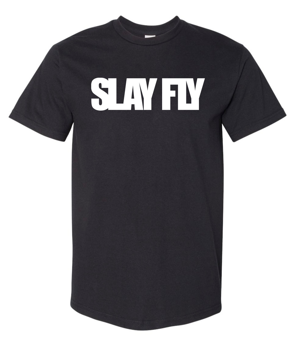 Black T-Shirt SlayFly Bold White Print