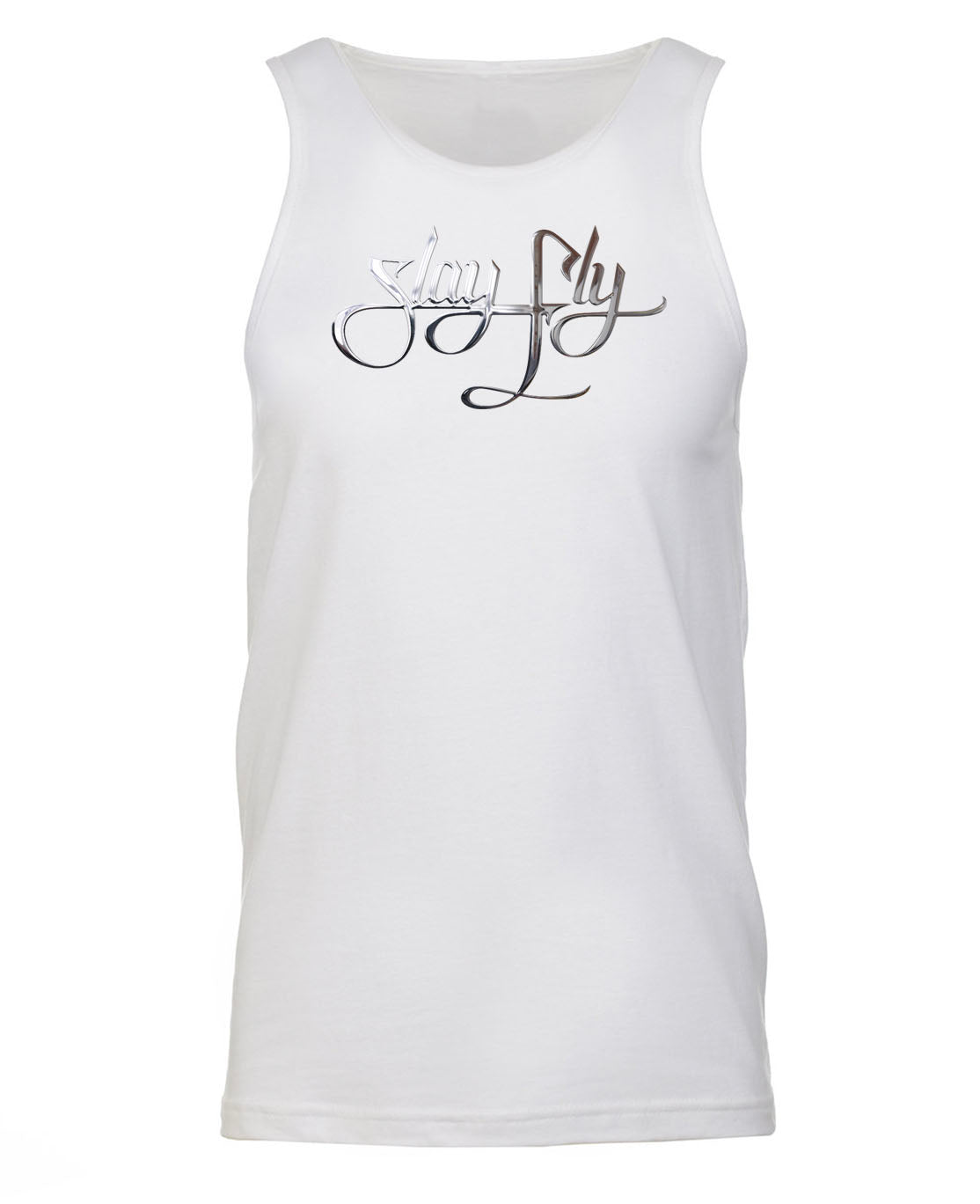 White Tank Top Silver Foil Print SlayFly